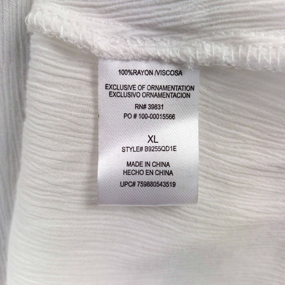 Democracy XL White Boho Embroidered Dolman Batwing Rayon Peasant Blouse Top - Picture 8 of 9
